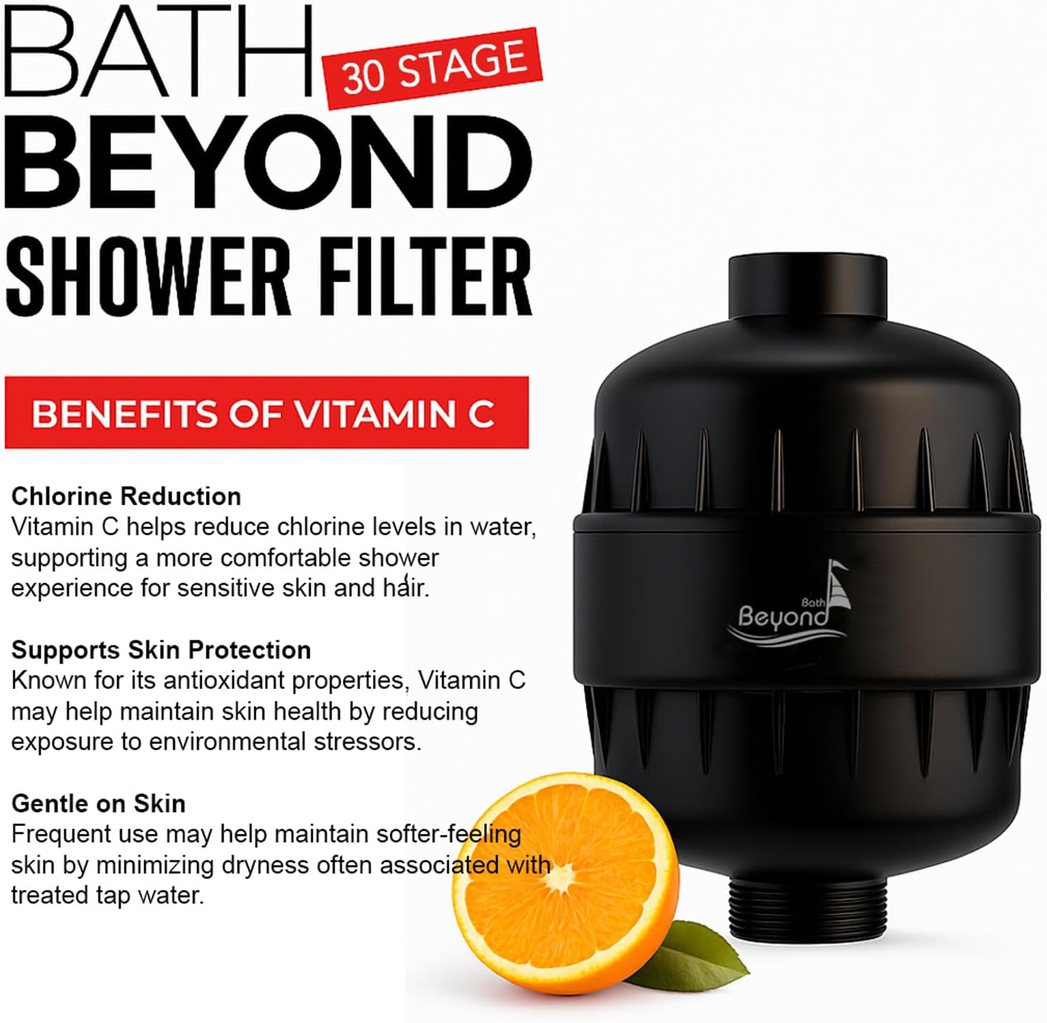 VT300 30-Stage Shower Filter for Hard Water - Softer Skin & Hair, Removes Chlorine & Heavy Metals