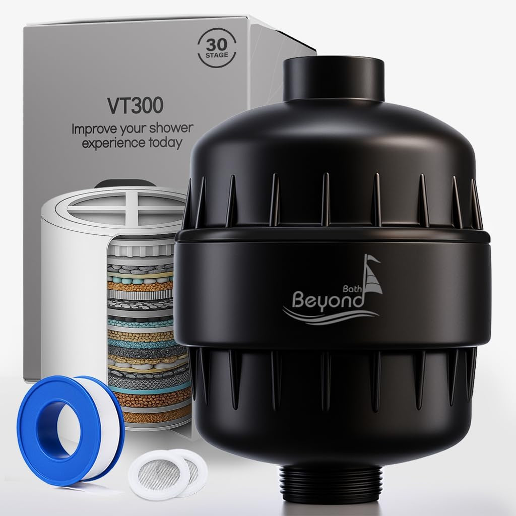 VT300 30-Stage Shower Filter for Hard Water - Softer Skin & Hair, Removes Chlorine & Heavy Metals