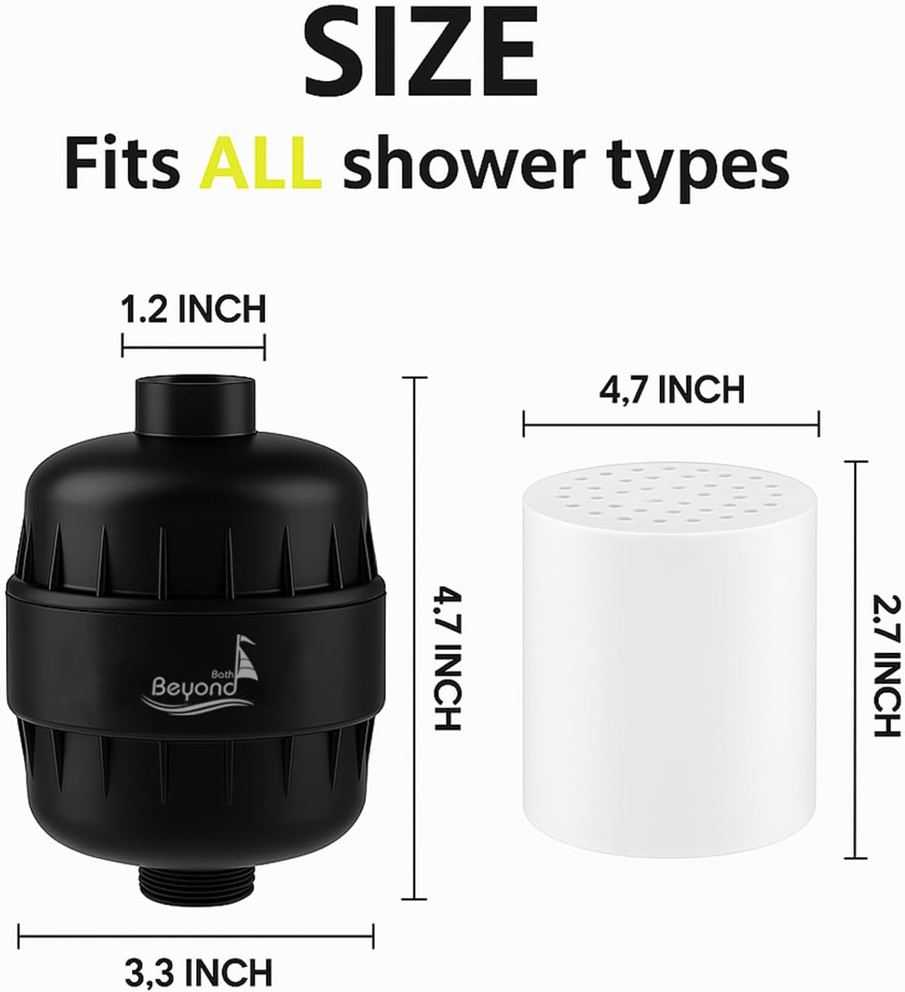 VT300 30-Stage Shower Filter for Hard Water - Softer Skin & Hair, Removes Chlorine & Heavy Metals